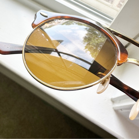 Ray-Ban RB 4346 Clubround Double Bridge Sunglasses 990/33 Shiny Red Havana Brown - Picture 9 of 11